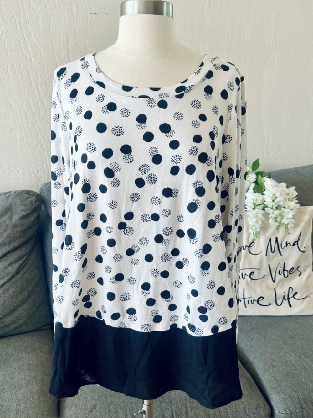 Long Sleeve Polka Dot Top